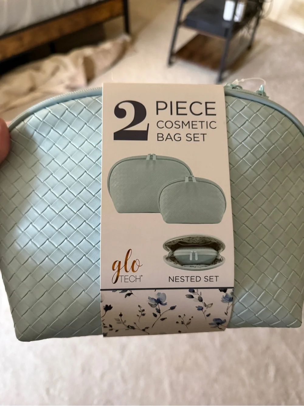 Mint Green Cosmetic Bag Set - 2-Piece